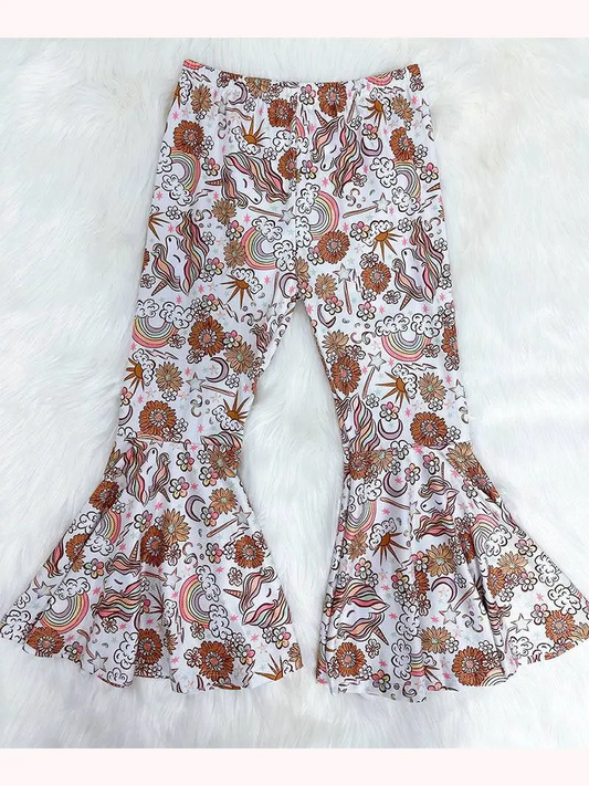 Flower print baby girls milk silk bell bottoms preorder