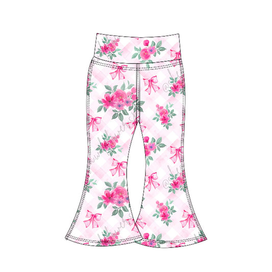 Baby Girls Pink Bow Floral Yoga Pants Preorder