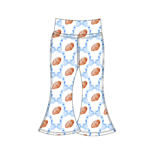 Baby Girls Blue Bow Football Yoga Pants Preorder
