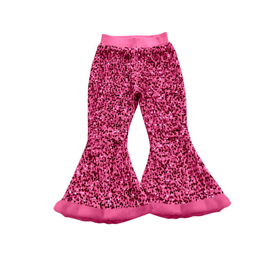 Baby girls hot pink sequins bell bottoms pants preorder