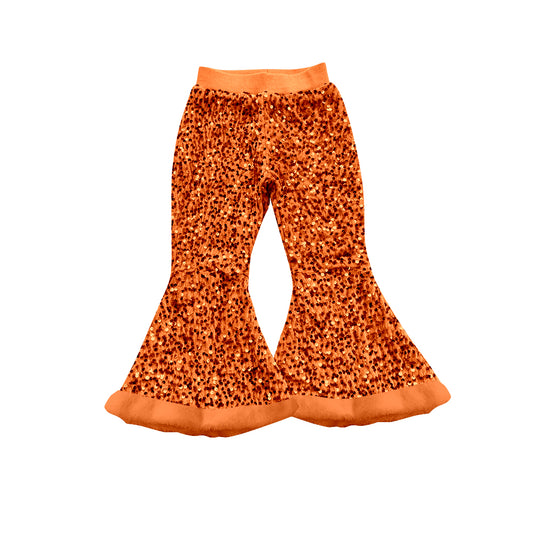 Baby girls orange sequins bell bottoms pants preorder