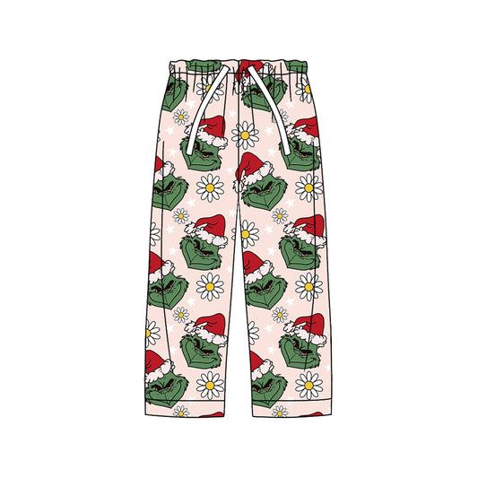 Adult women Christmas green face flowers  pants preorder