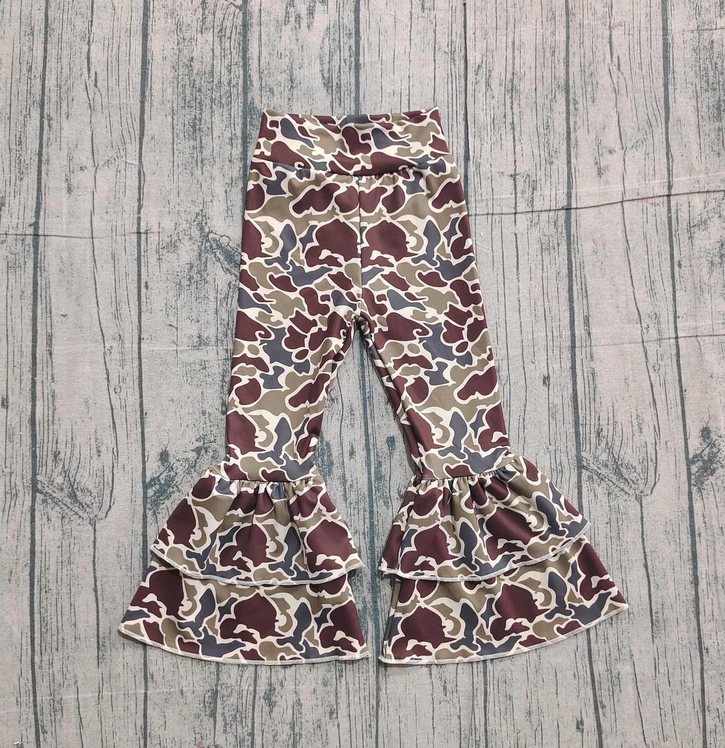 baby girls green camo design yoga ruffle leggings pants preorder