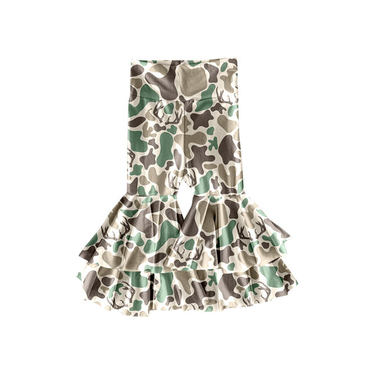baby girls green deer camo design yoga ruffle leggings pants preorder