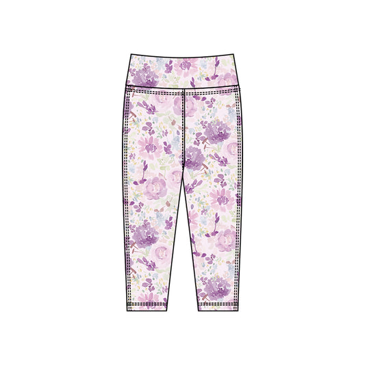 baby girl lavender floral yoga leggings pants preorder