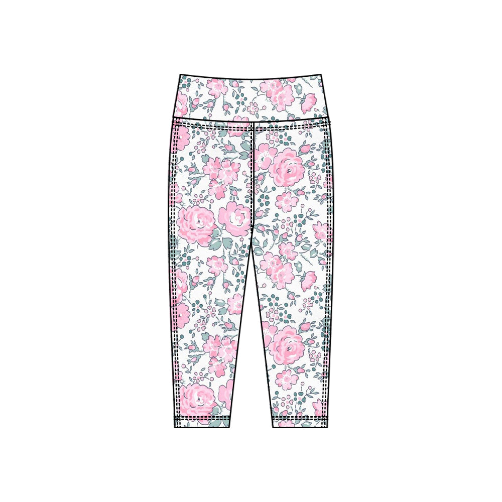 baby girl pink flowers yoga leggings pants preorder