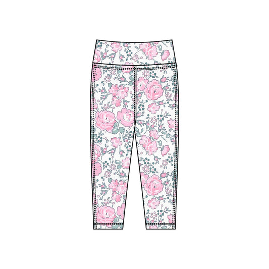 baby girl pink flowers yoga leggings pants preorder