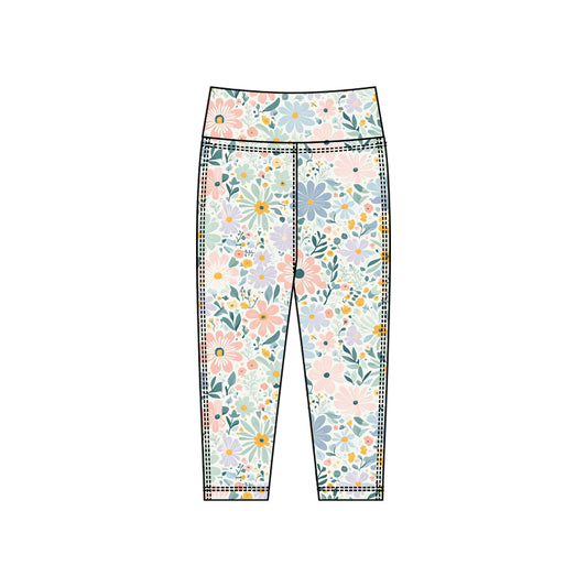 baby girl pink blue flowers yoga leggings pants preorder
