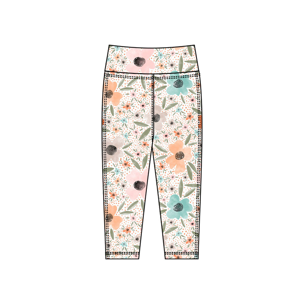 baby girl pink orange blue flowers yoga leggings pants preorder