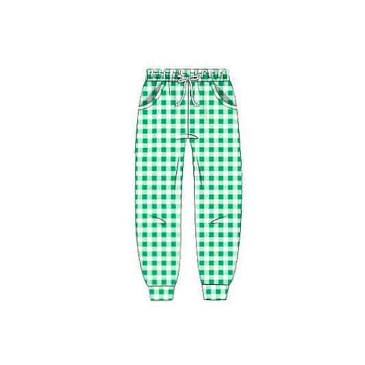 Green plaid kids milk silk leggings pants preorder