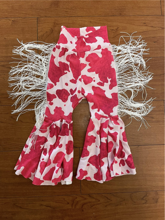 Toddle baby girls red cowhide ruffle pants preorder