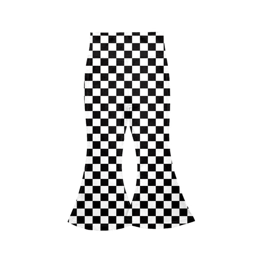 Black checkered yoga flare pants preorder
