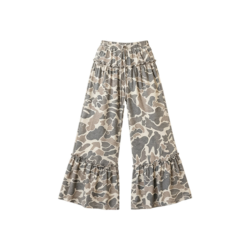 Girls camo print yoga flare pants preorder