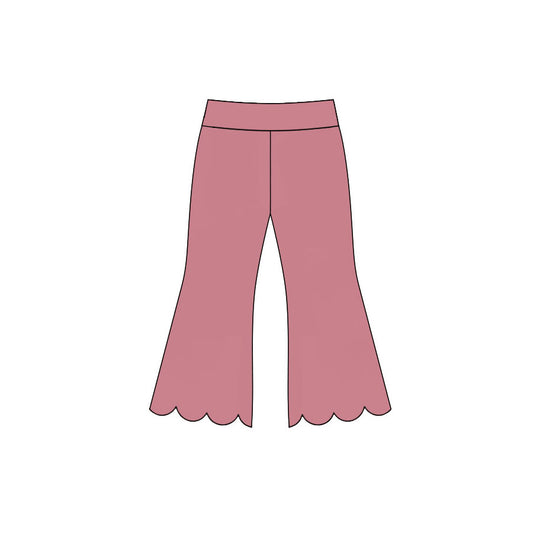 Dusty pink girls scalloped bell bottoms preorder