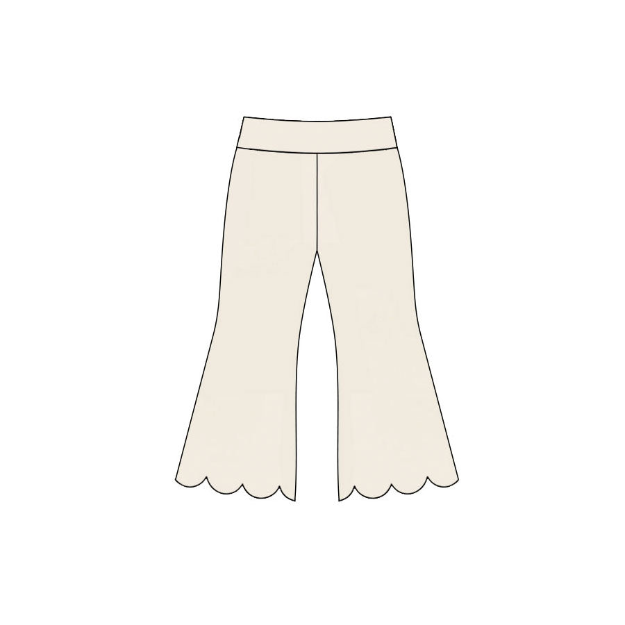 Cream color girls scalloped bell bottoms preorder