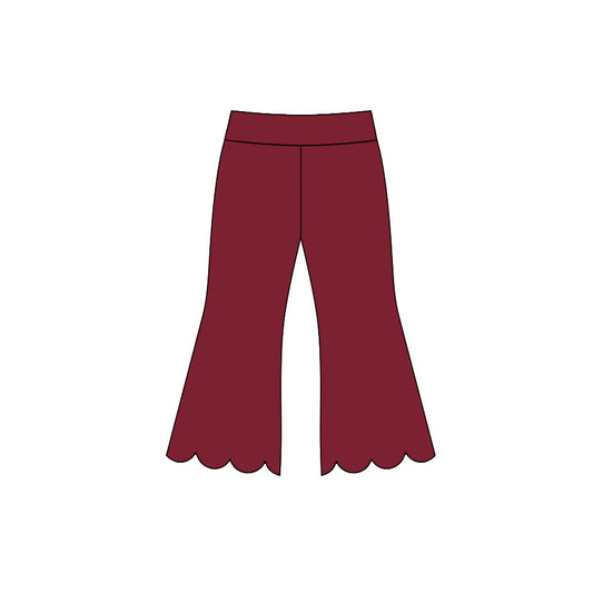 Wine red color girls scalloped bell bottoms preorder