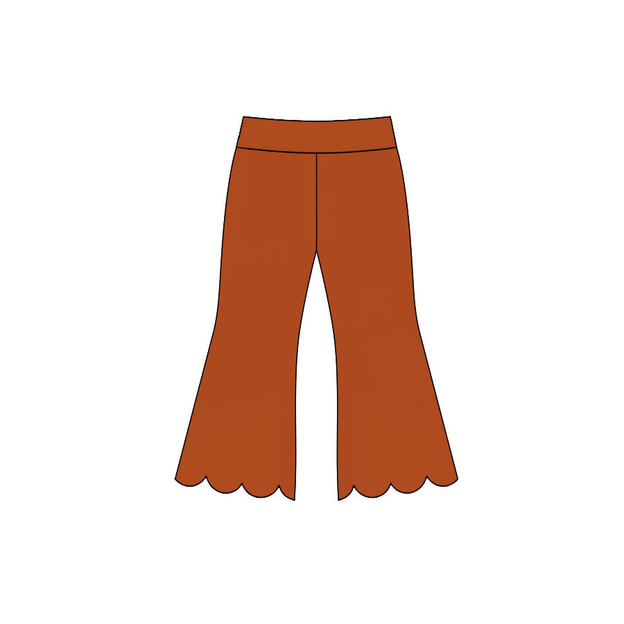 Orange color girls scalloped bell bottoms preorder