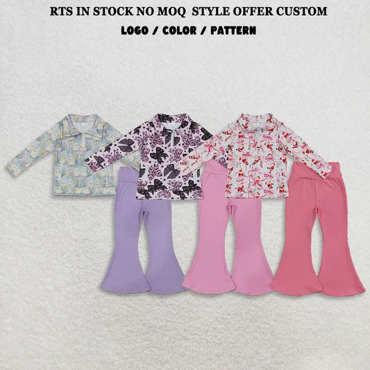 Girls long sleeve Christmas santa claus pullover top matching pants fall outfit