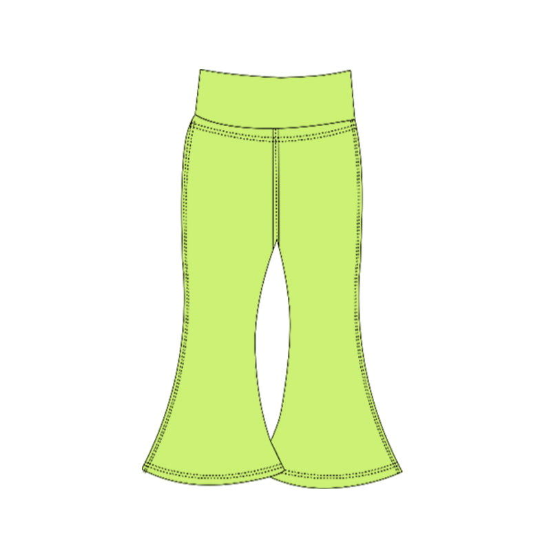 Girls lime green color yoga flare pants preorder