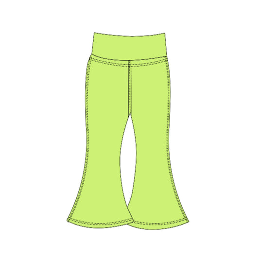 Girls lime green color yoga flare pants preorder