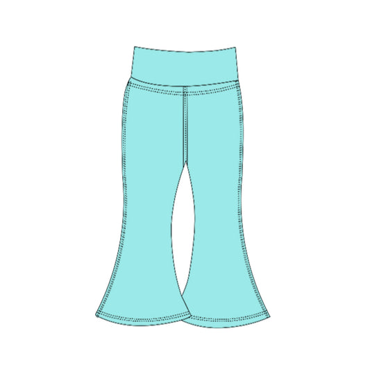 Girls aqua color yoga flare pants preorder