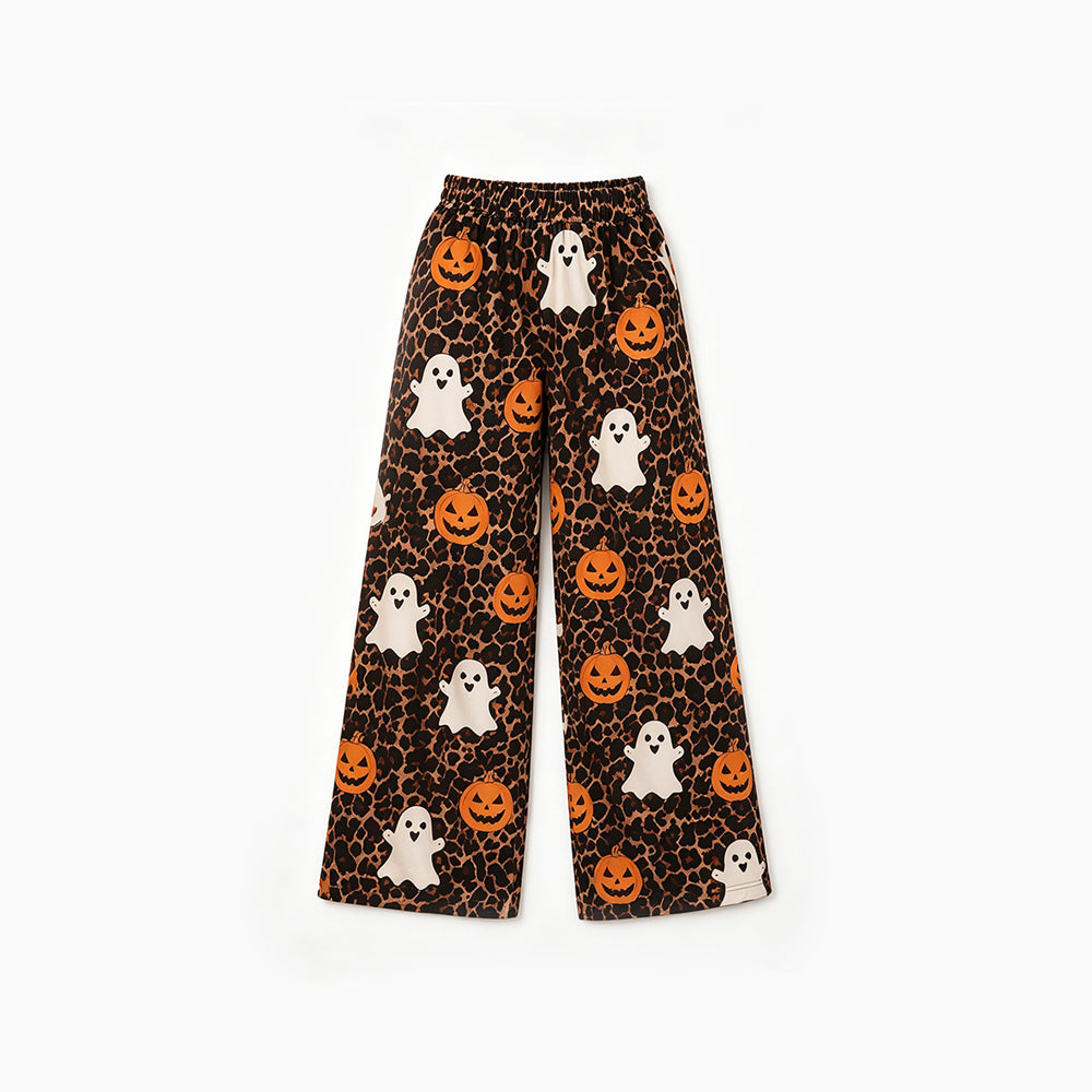 Halloween ghost pumpkin print girls milk silk pants preorder