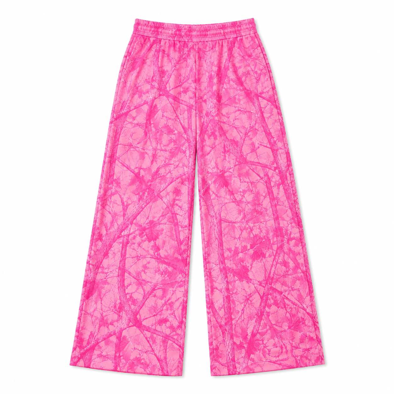 Adult women pink leaves design milk silk pants preorder