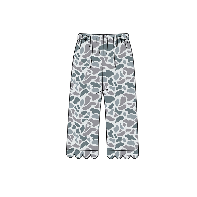 Grey Camo design kids milk silk scallop pants preorder