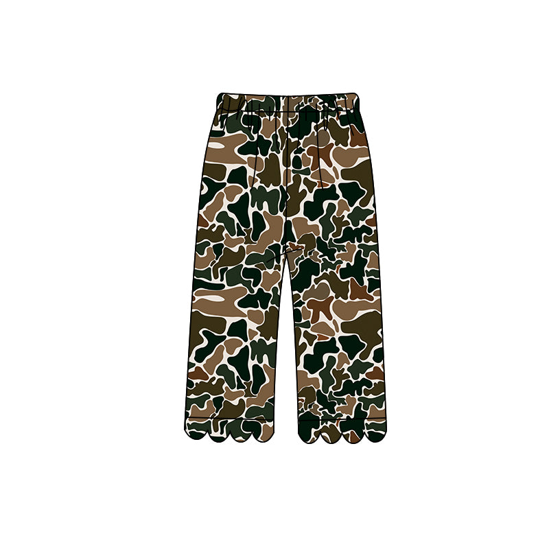 Brown Camo design kids milk silk scallop pants preorder