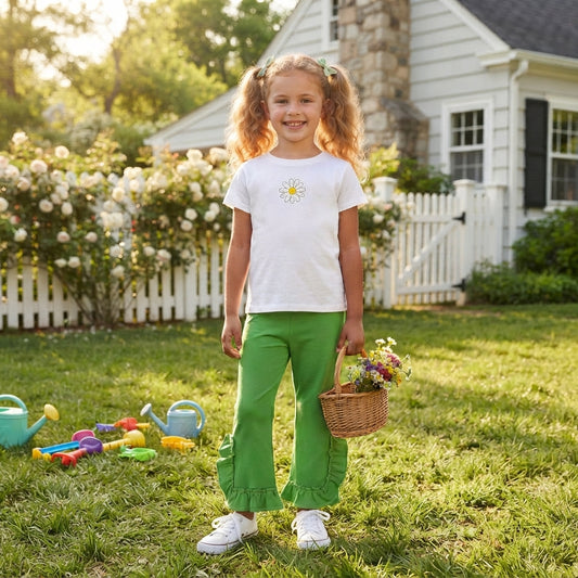 Green color girls cotton pants
