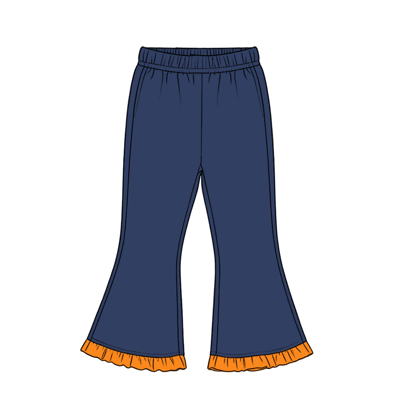 Navy orange cotton bell bottom pants preorder