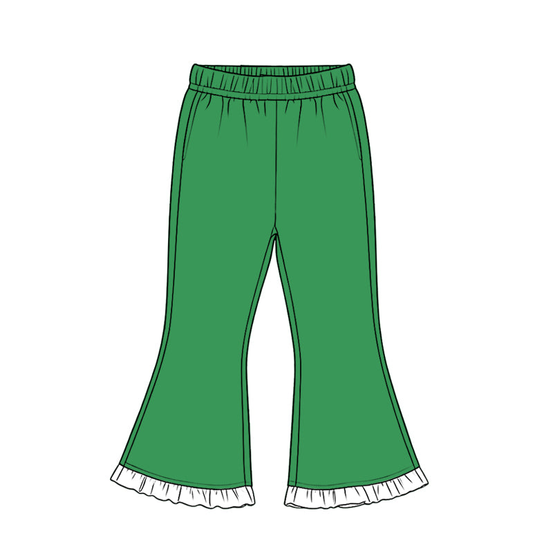 Green white cotton bell bottom pants preorder