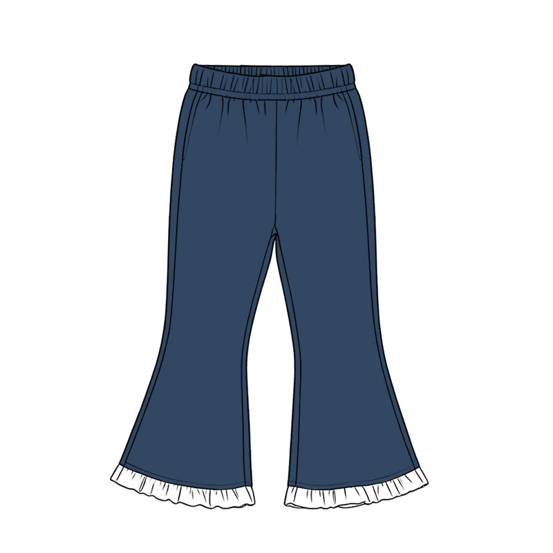 Navy white cotton bell bottom pants preorder