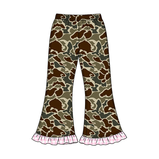 Brown camo girls bell bottom pants preorder