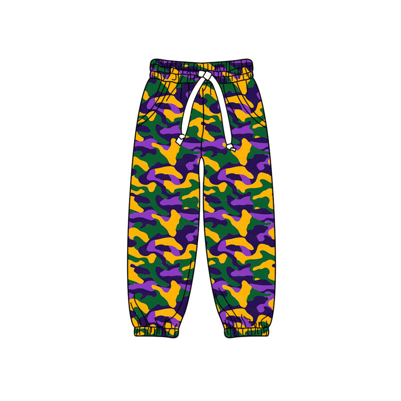 Mardi Gras Camo print kids milk silk leggings pants preorder