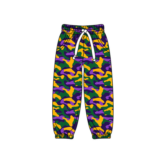 Mardi Gras Camo print kids milk silk leggings pants preorder