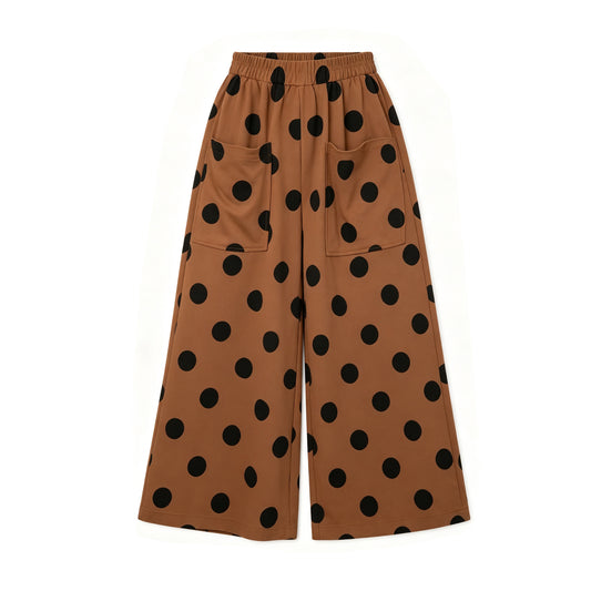 Adult women black dots design brown pants preorder