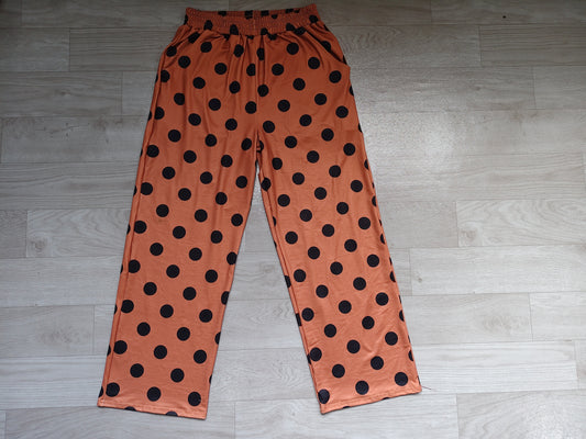 Adult women black dots design brown pants preorder