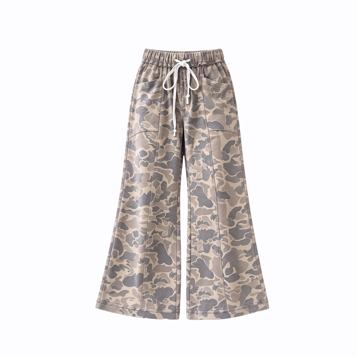 Grey camo print girls wide leg yoga pants preorder