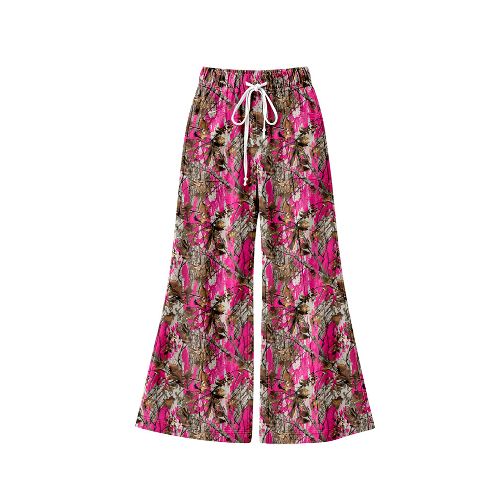 Hot pink camo girls wide leg yoga pants preorder