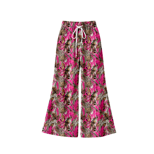 Hot pink camo girls wide leg yoga pants preorder