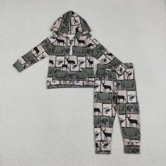 hunting season deer print long sleeve top matching pants baby boy outfit