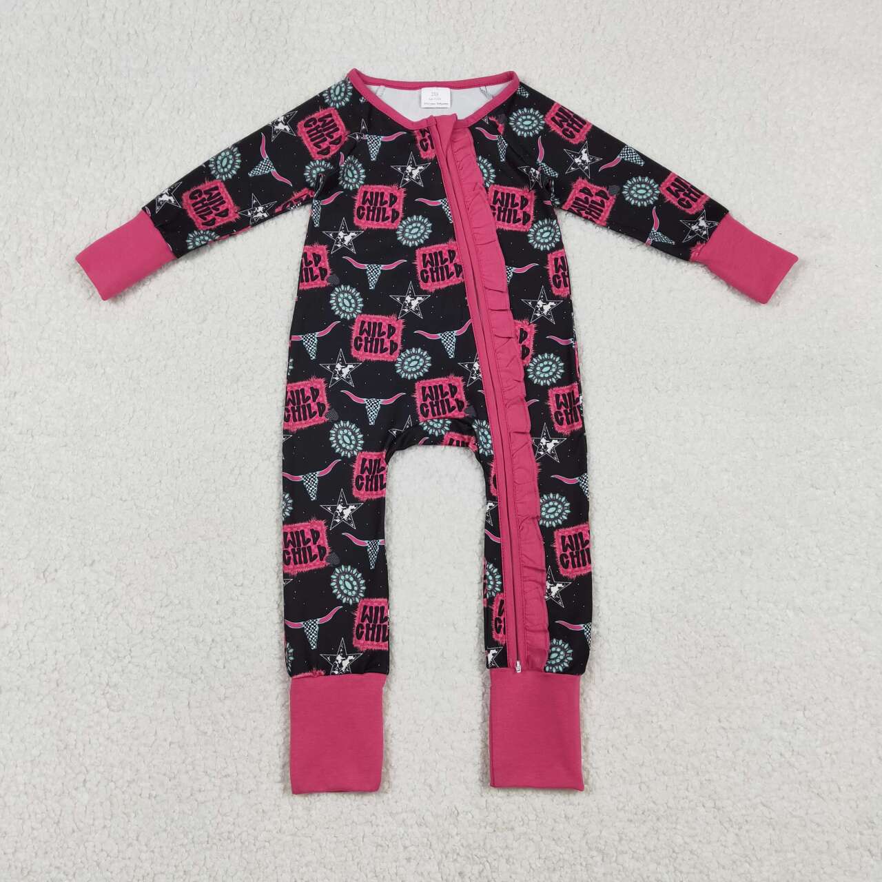 Toddle baby wild child long sleeve zip romper