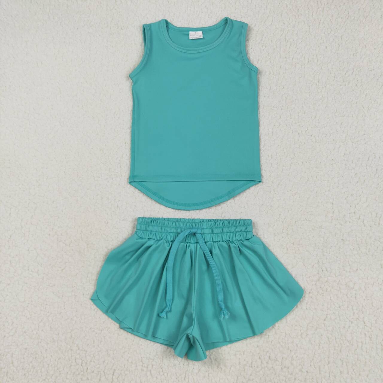 Blue color design active wear athletic summer outfit