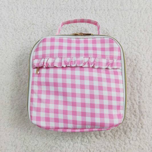 Baby girls pink plaid lunch bag