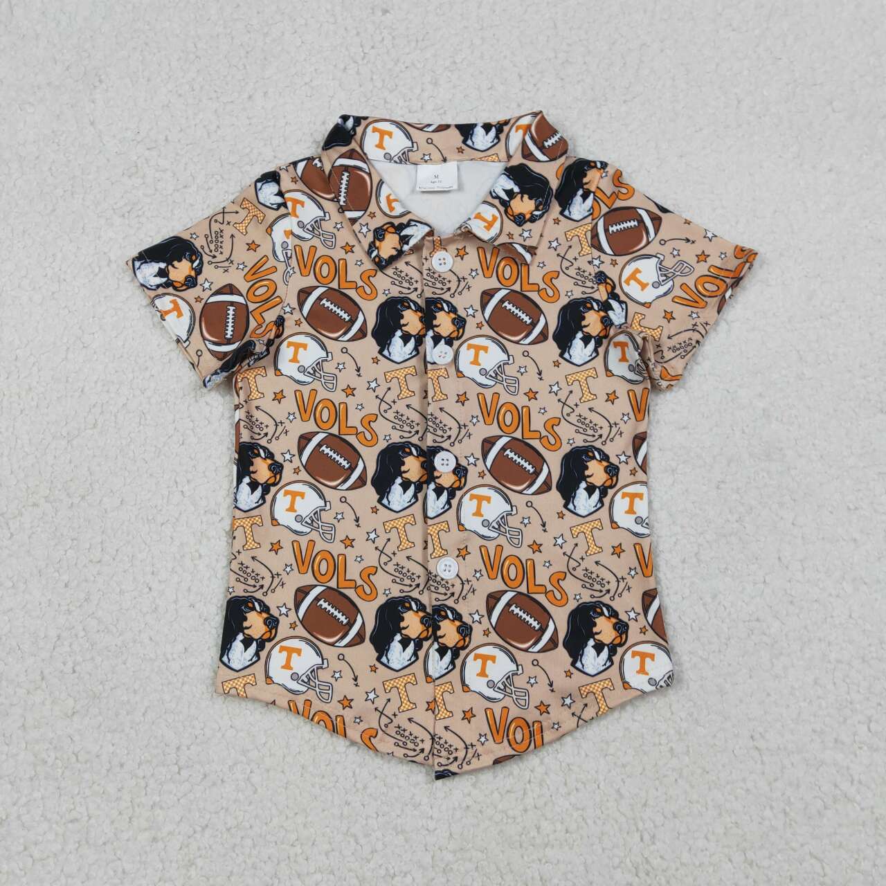 Tennessee team design  boy short sleeve button down top