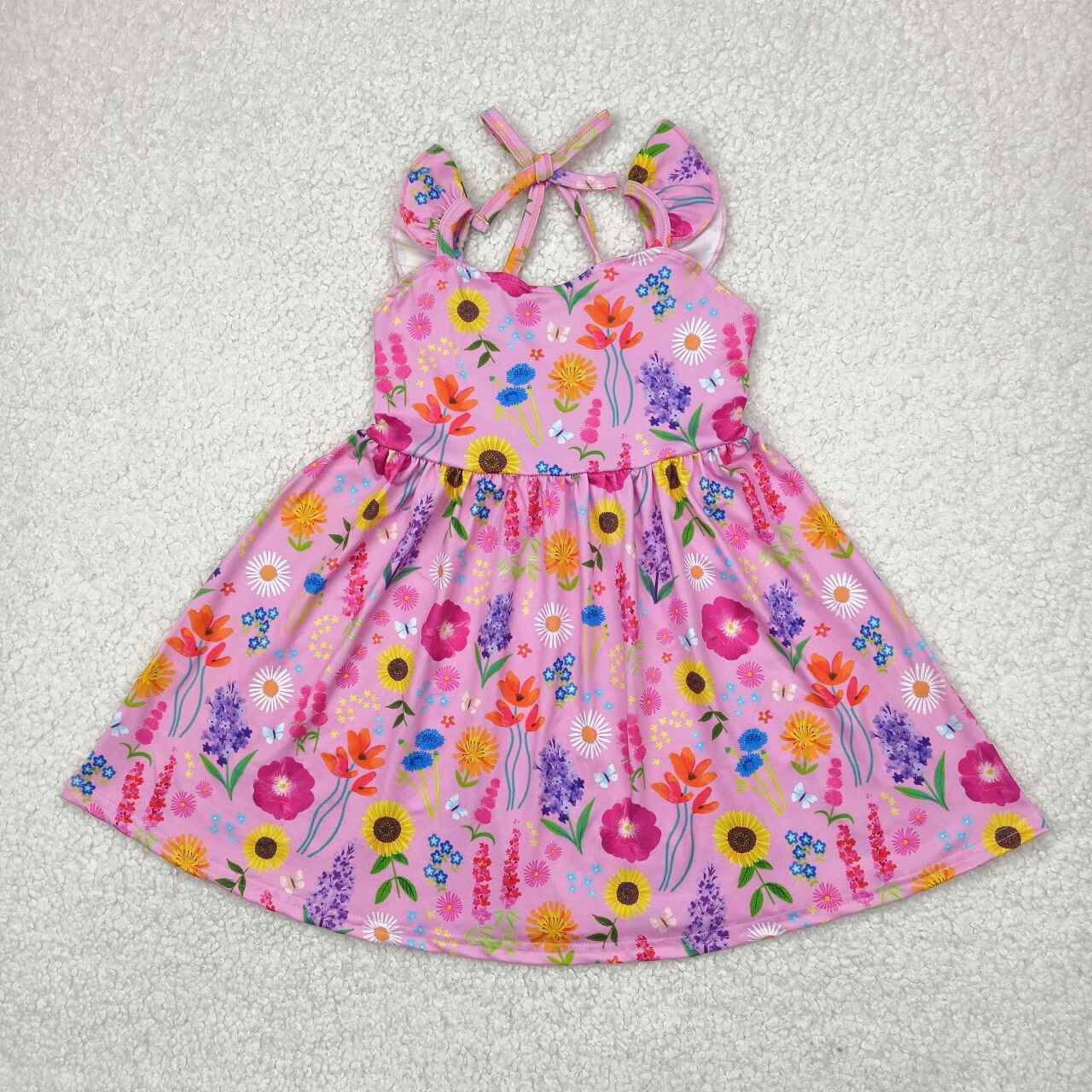 Hot pink floral baby girl summer dress