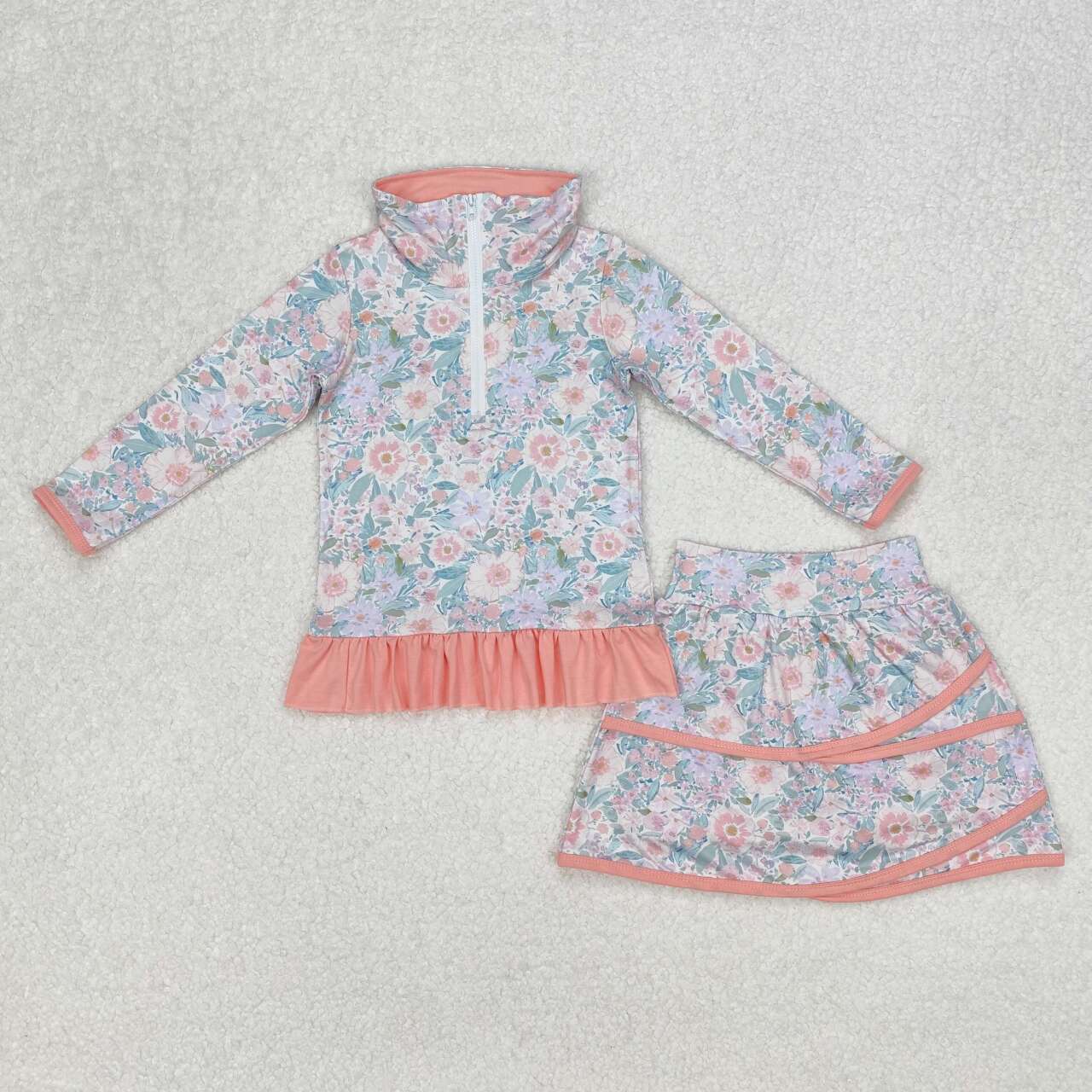 Baby girl pink lavender floral summer outfit