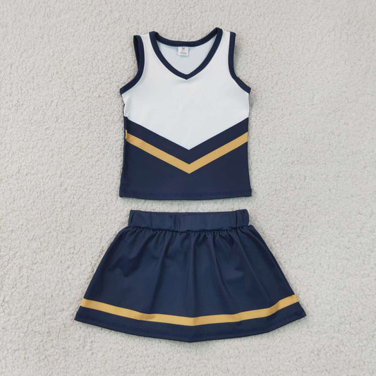 Dark blue top matching skorts girls summer yoga outfit