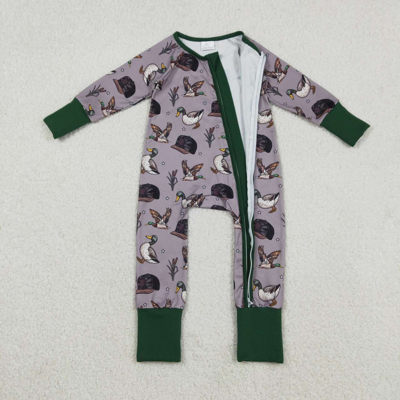 Mallard duck toddle baby long sleeve zip romper